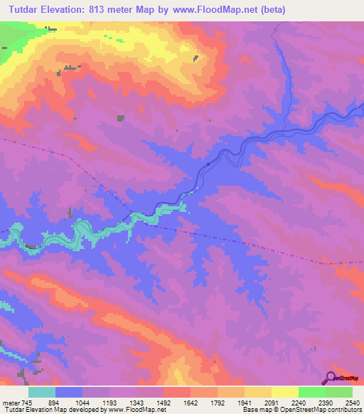 Tutdar,Iran Elevation Map
