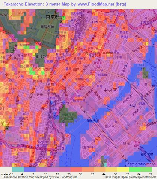 Takaracho,Japan Elevation Map