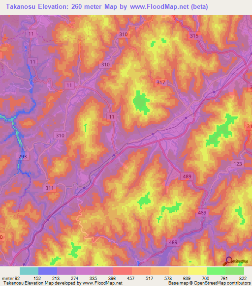 Takanosu,Japan Elevation Map