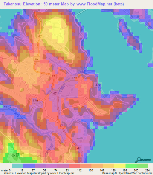 Takanosu,Japan Elevation Map