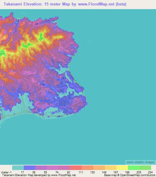 Takanami,Japan Elevation Map