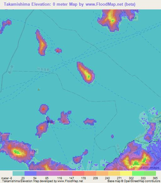 Takamishima,Japan Elevation Map