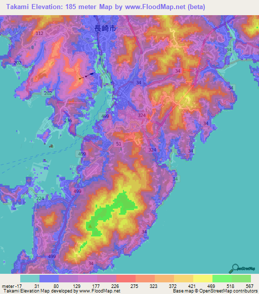 Takami,Japan Elevation Map
