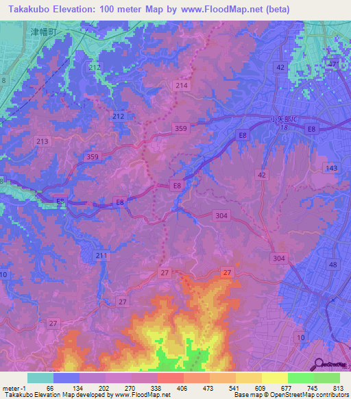 Takakubo,Japan Elevation Map
