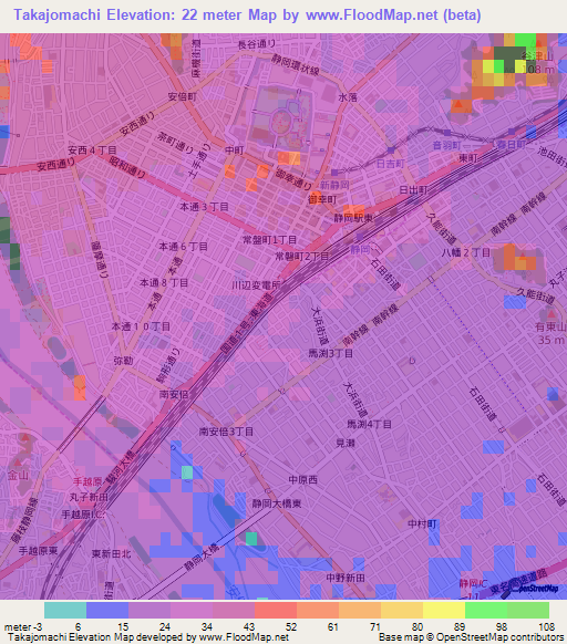 Takajomachi,Japan Elevation Map