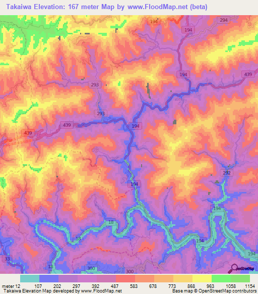 Takaiwa,Japan Elevation Map