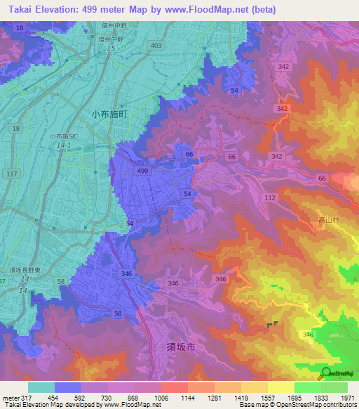 Takai,Japan Elevation Map