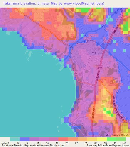 Takahama,Japan Elevation Map