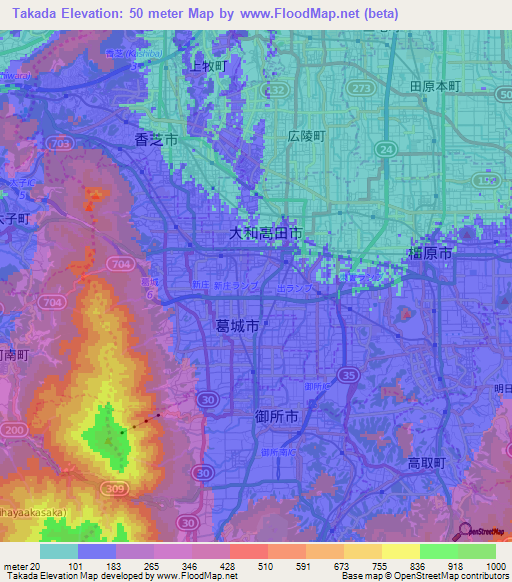 Takada,Japan Elevation Map