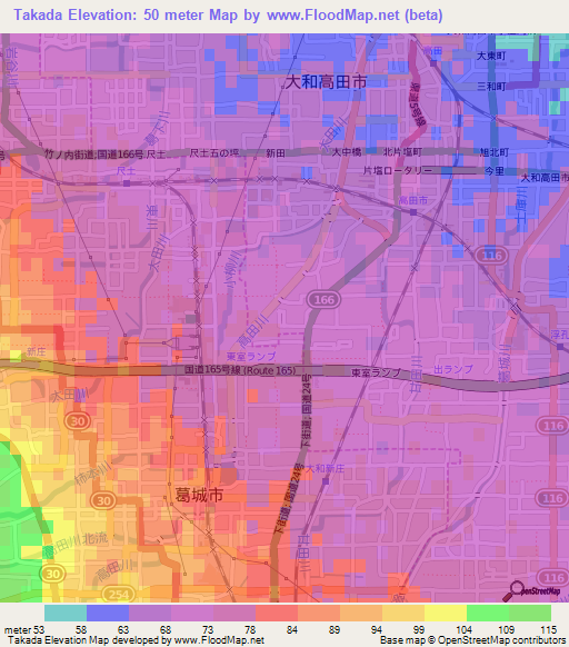 Takada,Japan Elevation Map