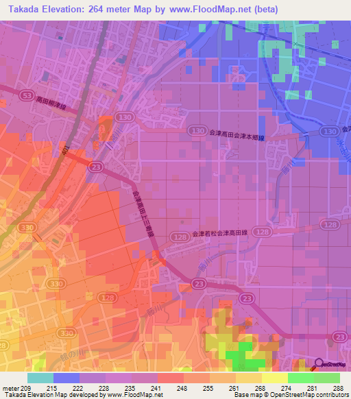 Takada,Japan Elevation Map