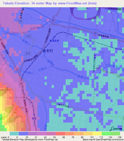 Takada,Japan Elevation Map