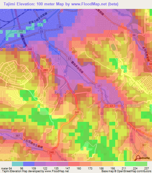 Tajimi,Japan Elevation Map