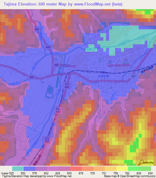 Tajima,Japan Elevation Map