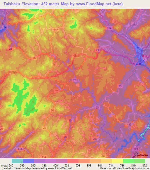 Taishaku,Japan Elevation Map