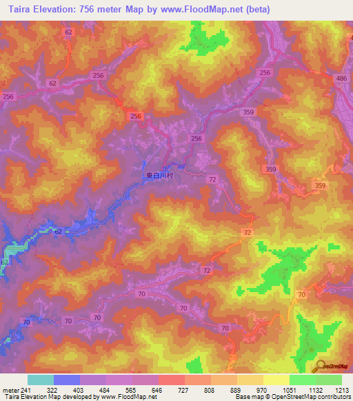 Taira,Japan Elevation Map