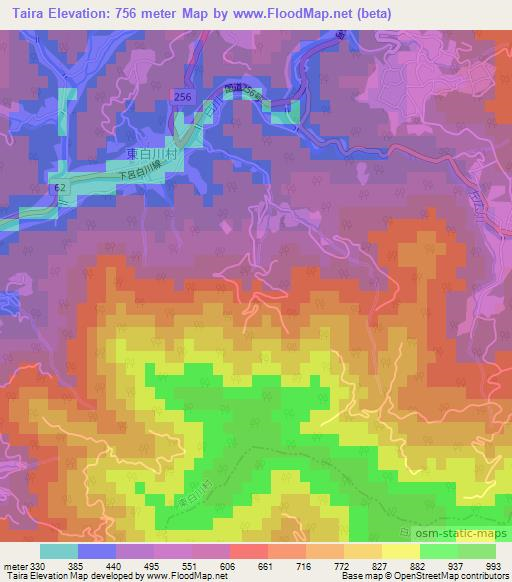 Taira,Japan Elevation Map