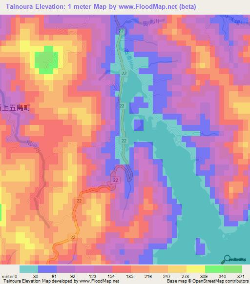 Tainoura,Japan Elevation Map