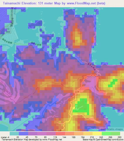 Tainamachi,Japan Elevation Map
