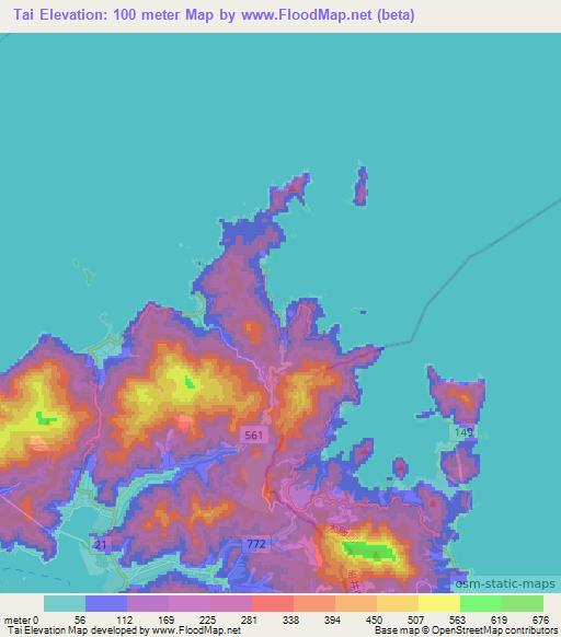 Tai,Japan Elevation Map