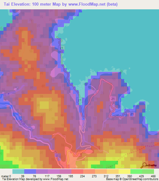 Tai,Japan Elevation Map