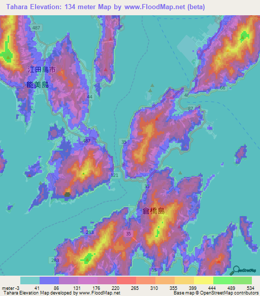 Tahara,Japan Elevation Map