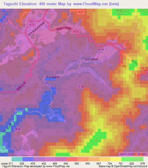 Taguchi,Japan Elevation Map