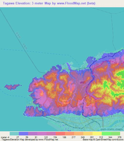 Tagawa,Japan Elevation Map