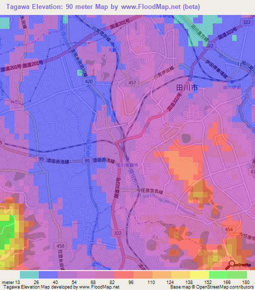Tagawa,Japan Elevation Map