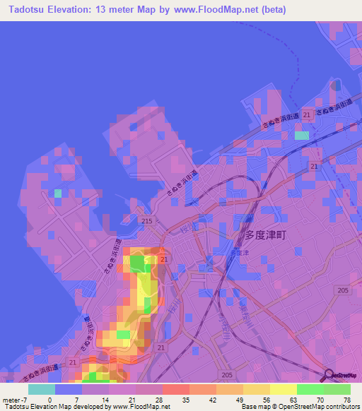 Tadotsu,Japan Elevation Map