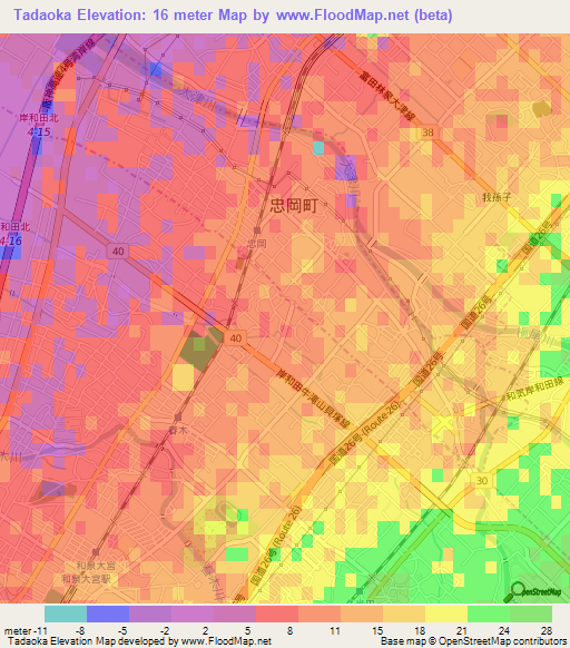Tadaoka,Japan Elevation Map