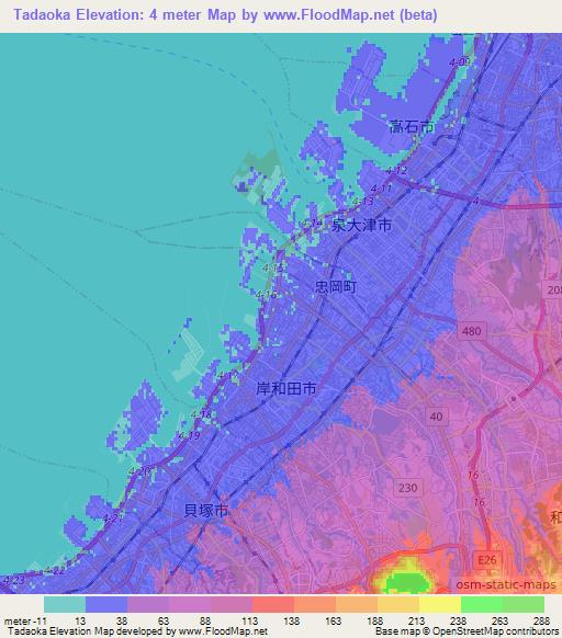 Tadaoka,Japan Elevation Map