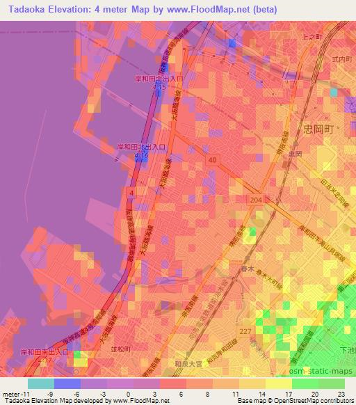 Tadaoka,Japan Elevation Map