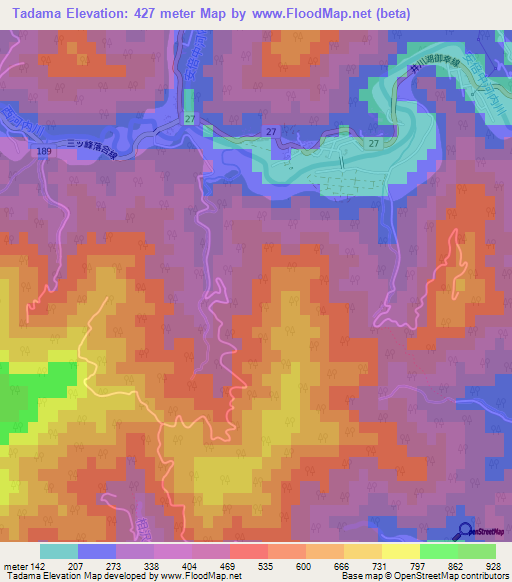 Tadama,Japan Elevation Map