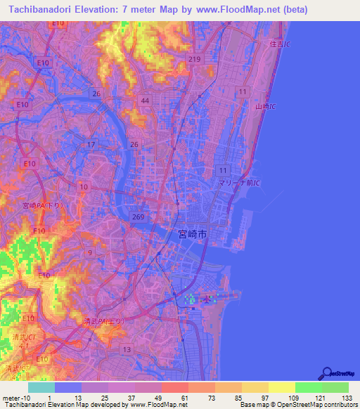 Tachibanadori,Japan Elevation Map