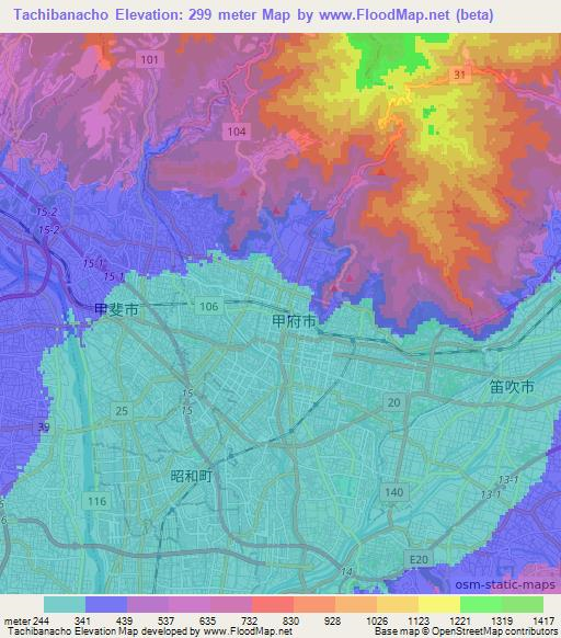 Tachibanacho,Japan Elevation Map