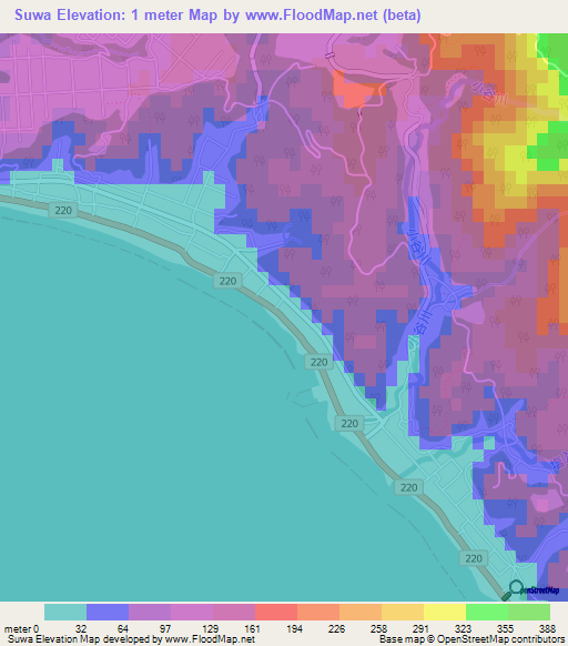 Suwa,Japan Elevation Map