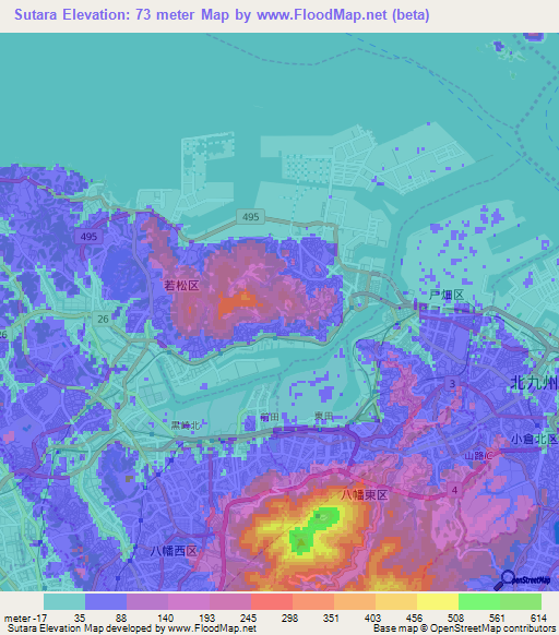 Sutara,Japan Elevation Map