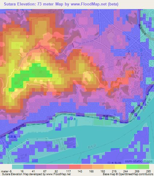 Sutara,Japan Elevation Map