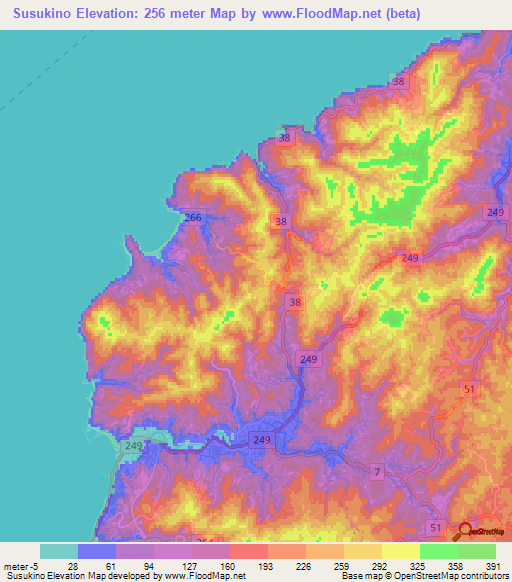 Susukino,Japan Elevation Map