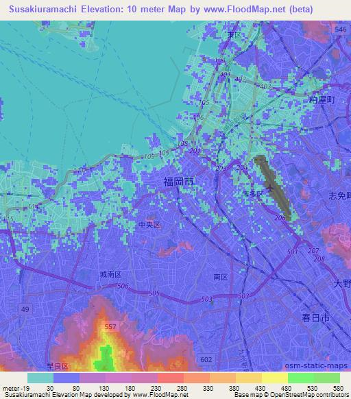 Susakiuramachi,Japan Elevation Map