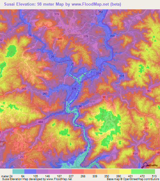 Susai,Japan Elevation Map