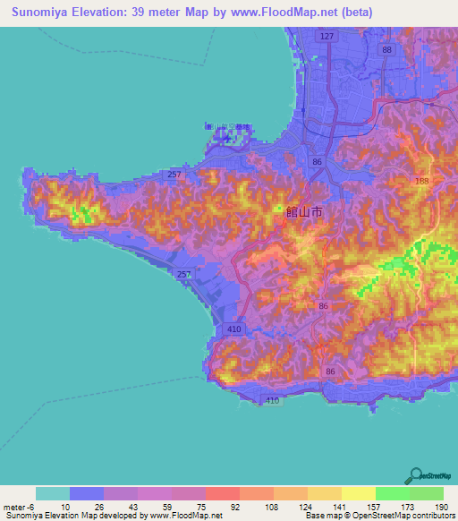 Sunomiya,Japan Elevation Map