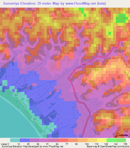 Sunomiya,Japan Elevation Map