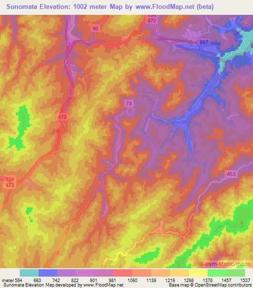 Sunomata,Japan Elevation Map