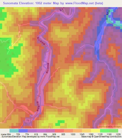 Sunomata,Japan Elevation Map