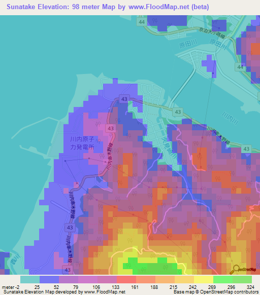 Sunatake,Japan Elevation Map