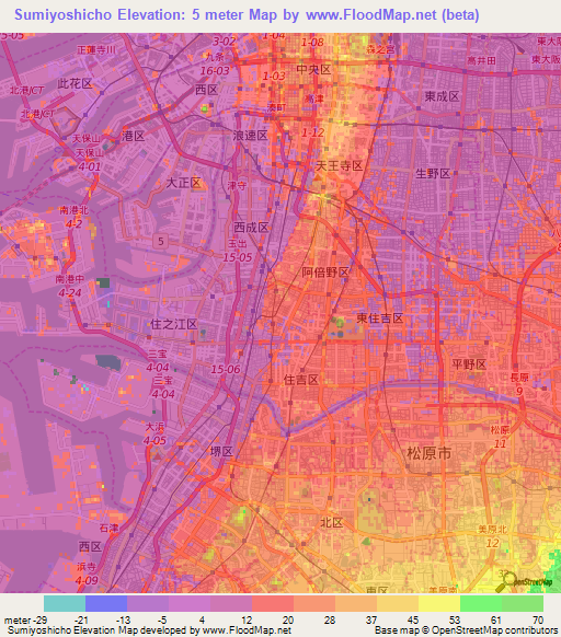 Sumiyoshicho,Japan Elevation Map