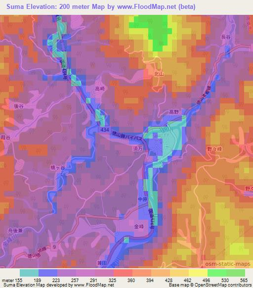 Suma,Japan Elevation Map