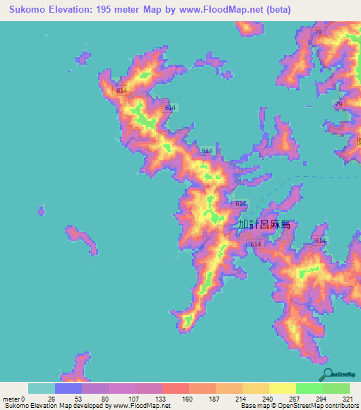 Sukomo,Japan Elevation Map